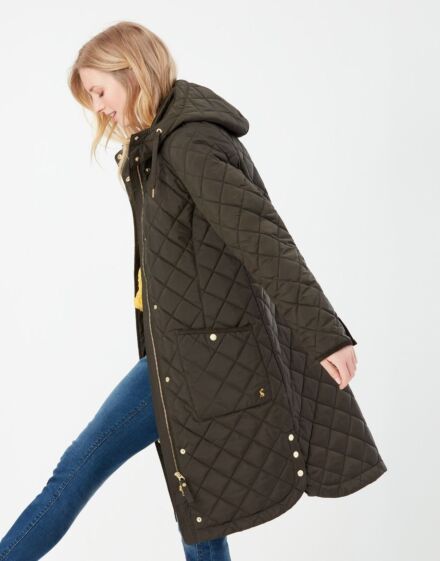 Joules Chatham Longline Quilted Coat Heritage Green