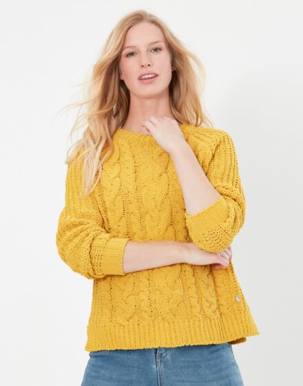 Joules Seaford Chenille Cable Jumper Gold