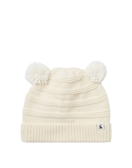 Joules Pom Pom Knitted Hat Cream