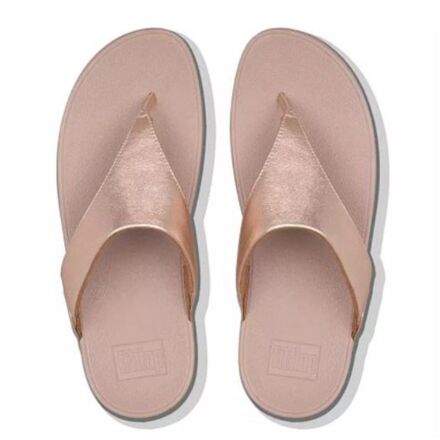 Fitflop Lulu Leather Toe-Post Sandals Rose Gold Shimmer