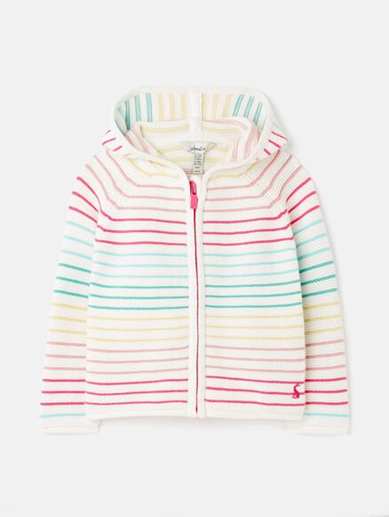 Joules Conway Zip Through Knitted Cardigan Multi Stripe
