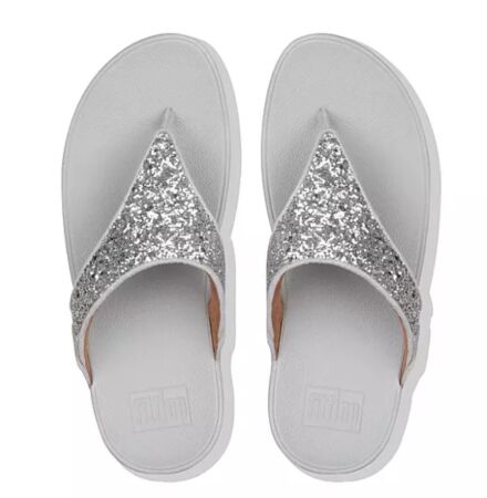 Fitflop Lulu Glitter Toe-Post Sandals Silver