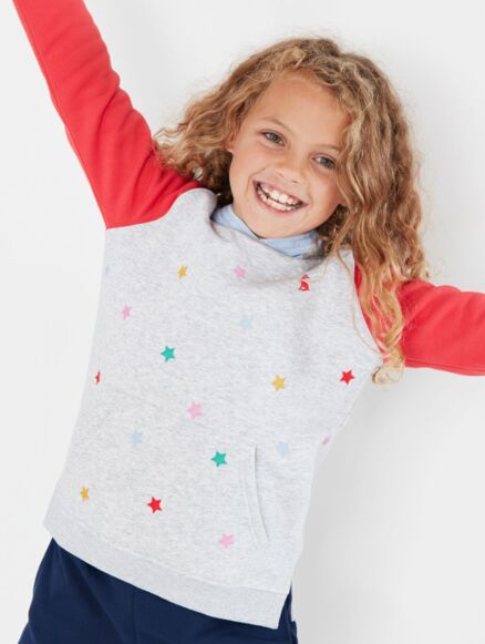  Joules Lucas Embroidered Hooded Sweatshirt Colourblock Star