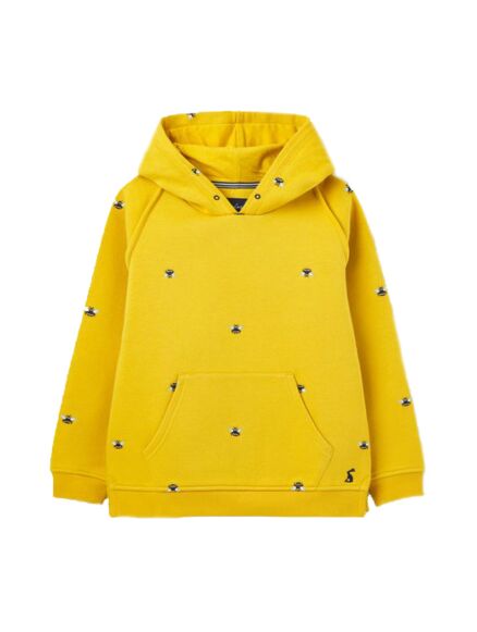 Joules Lucas Embroidered Hooded Sweatshirt Yellow Bees