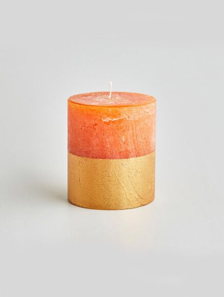St Eval Orange & Cinnamon Gold Half-Dipped Pillar Candle