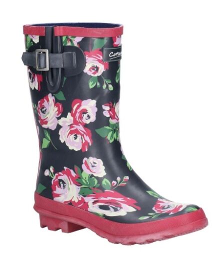 Cotswold Paxford Mid Calf Wellies Black Flower
