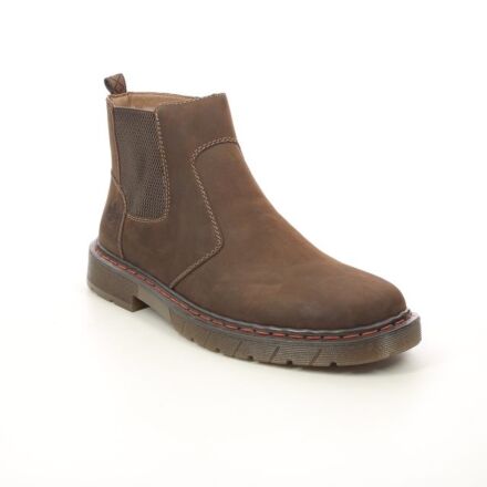 Rieker Mens 32650 Brown Pull-On Leather Chelsea Boots