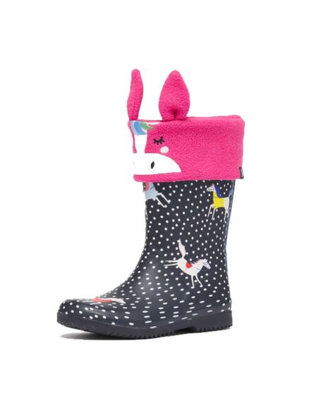 Joules Smile Character Welly Socks Bright Pink