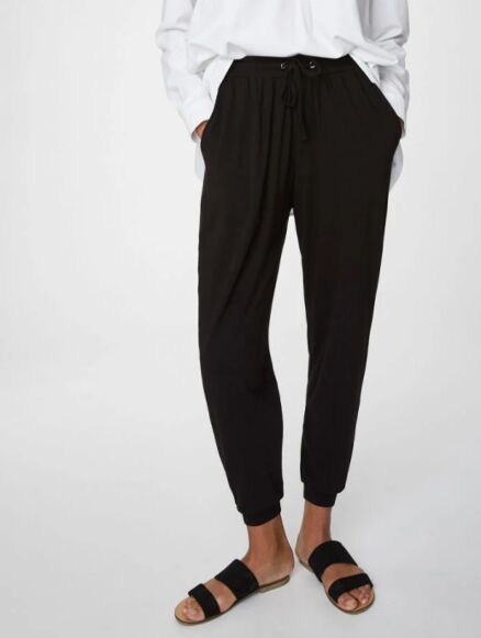 Thought Emerson Tie Waist Bamboo Joggers Black