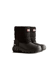 Hunter Little Kids Sherpa Snow Boots Black