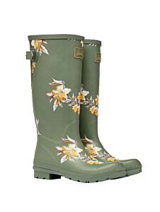 Joules Back Adjustable Printed Wellies Khaki Florals