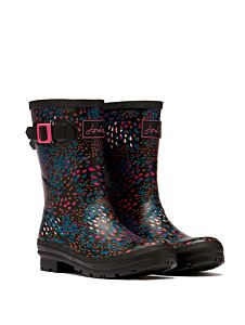 Joules Molly Mid Height Printed Wellies Black Speckle
